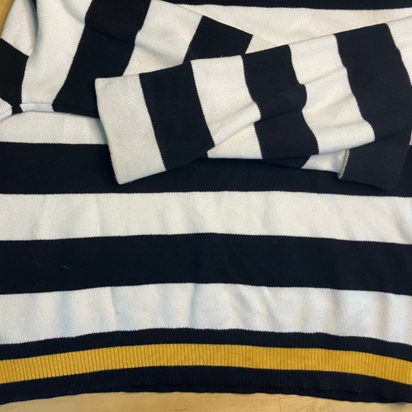 Striped Manari hooded sweater with yellow details - Picture 3 of 5